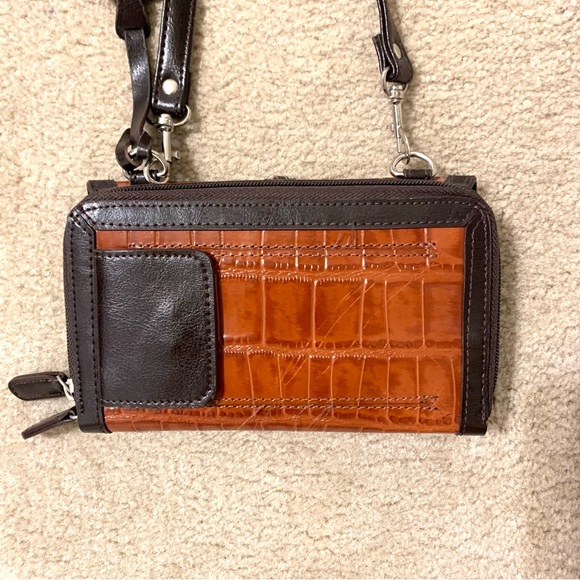 Brighton Light Brown Croc Embossed Structured Purse Organizer Leather - Picture 2 of 10